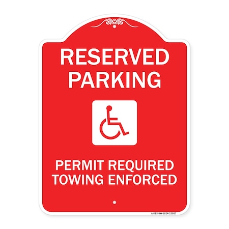 Signmission Reserved Parking Permit Required Towing Enforced W/ Graphic Alum Sign, 18" x 24", RW-1824-23057 A-DES-RW-1824-23057